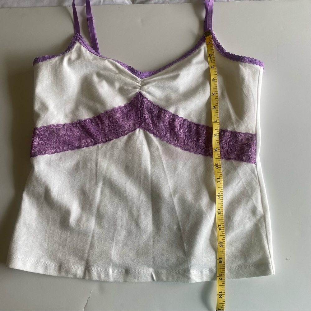 Moda International White & Purple Lace Bralette Tank Top - Picture 9 of 10